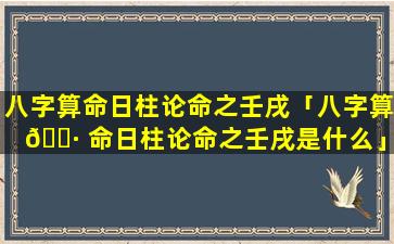 八字算命日柱论命之壬戌「八字算 🌷 命日柱论命之壬戌是什么」